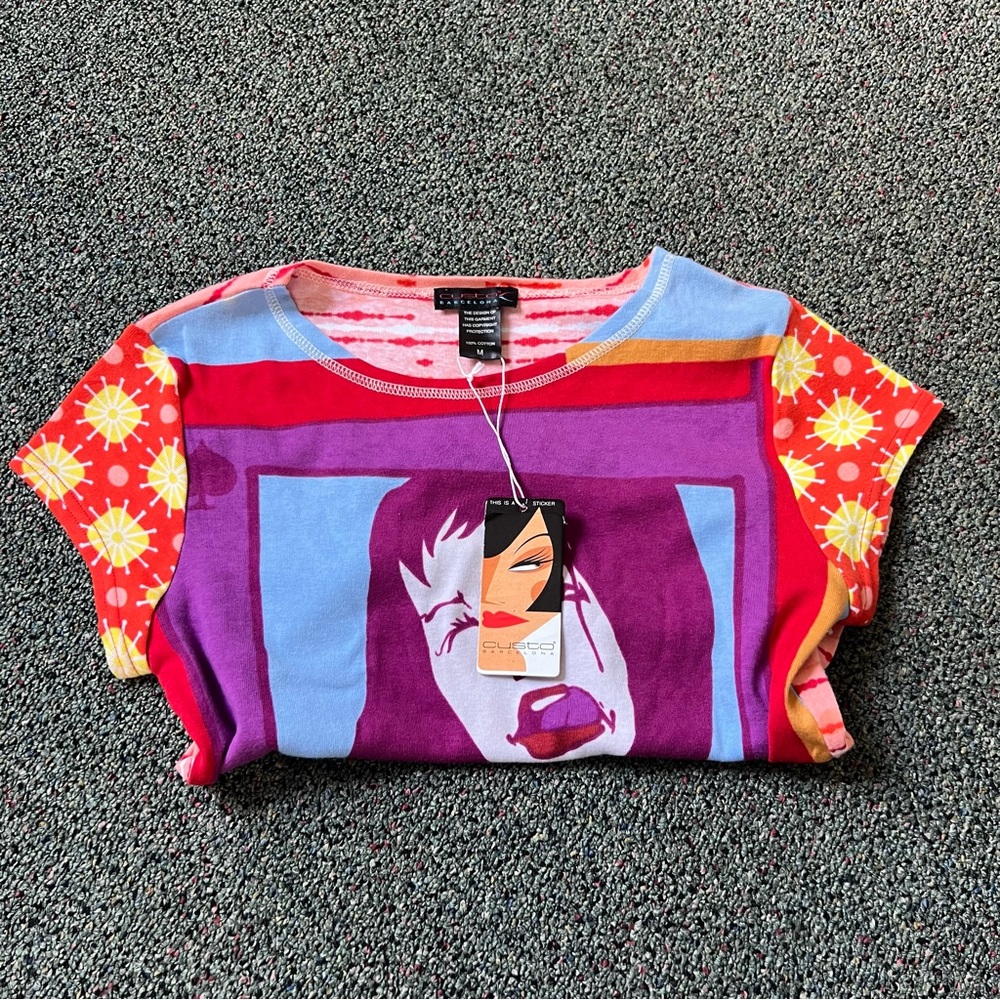 CUSTO BARCELONA Y2K Vintage Bright Funky Colorful Pop Art Short Sleeve T-Shirt M - Picture 10 of 15